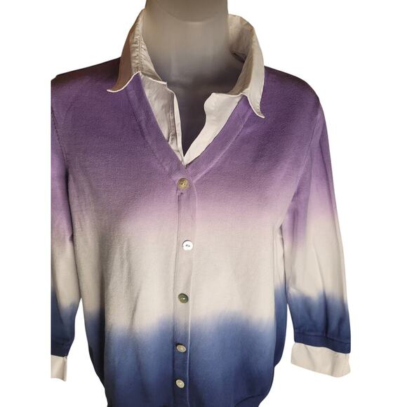 Alfred Dunner Women Sweater 3/4 Sleeves Inserted Collar Colorblock Sz PM - Picture 3 of 4